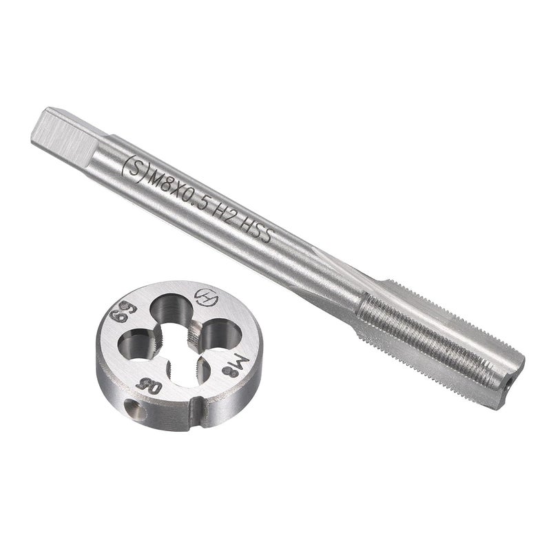 TOP-VIGOR M8 x 0.5mm Metric Tap and Die Set, Right Hand Machine Thread Tap with Round Threading Die for Making or Repairing Threads on Iron, Copper, Steel and Other Metal Materials - Image 1